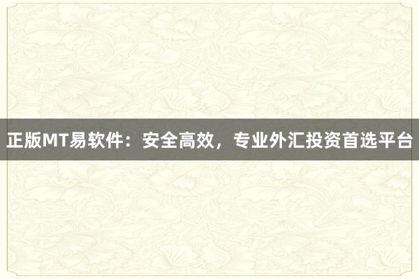 正版MT易软件：安全高效，专业外汇投资首选平台